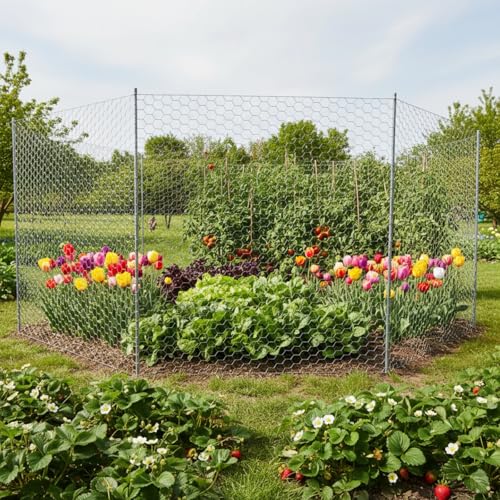 GlikCeil 48 in x 200 ft Chicken Wire Fencing Mesh, Metal Floral Chicken Wire for Floral Arrangements, 0.6 Inch Hexagonal Galvanized Poultry Netting for Garden, Coop Barrier, Duck Rabbit Cage(Silver) - color: Silver, size: 48 in X 200 ft