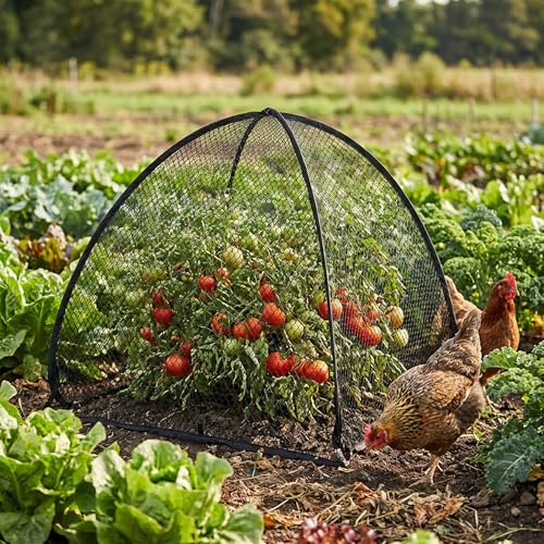 DECOHS 2 Pcs Pop-Up Mesh Plant Cover Tent, 30 x 28 x 28 Inch Garden Net Cage Guard Cover, Plant Protector Enclosure with 12 Ground Stakes for Protecting Plants Vegetable Fruit from Birds Insects - color: 30 x 28 x 28 inch