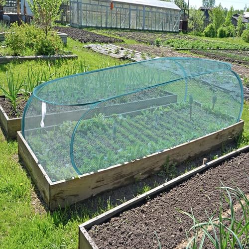 3 Pcs 39" x 18" x 16" Pop Up Garden Plants Cover with 24 Ground Nails, Mesh Netting Covers Net Cage Guard Protector for Protecting Plant Vegetable Fruit Flowers Seedlings Herbs from Birds Animals