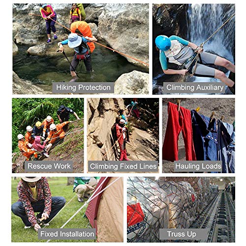 X XBEN Outdoor Climbing Rope 10M(32ft) 20M(64ft) 30M(96ft) 50M(160ft) 70M(230ft) 152M(500FT) 352M(1000FT) Static Rock Climbing Rope for Escape Rope Ice Climbing Equipment Fire Rescue Parachute - color: Black, size: 1/3 Inch x 230 Feet