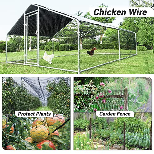 Chicken Wire Fencing Mesh, Galvanized Hexagonal Floral Chicken Wire, Outdoor Anti-Rust Poultry Netting for Garden Fence (4 ft x 100 ft, PVC Coated) - size: 4 ft x 100 ft
