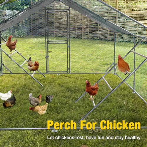 Aivituvin Extra Large Chicken Coop Metal Chicken Run for 10–20 Chickens, Walk-in Outdoor Poultry Enclosure with Roosting Perch & Anti-UV Cover for Yard, Ducks, Rabbits & Small Animals