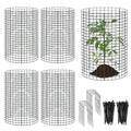 15 Pcs Large Wire Plant Protector from Animals, 5 Pack 24" H X 12" Dia Metal Plant Cage Chicken Wire Cloche with Ground Stakes and Nylon Tie to Keep Animals Out, Garden Protection Bunny Barricade - size: 5 Pack 24'' x 12''