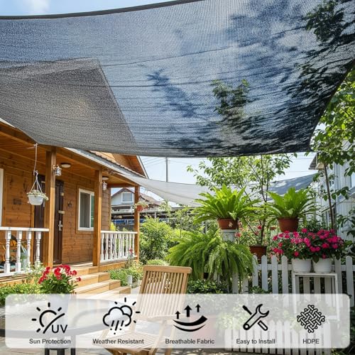 SUNNY GUARD Sun Shade Cloth, 8 x 10 FT Black HDPE Mesh | 35-45% Breathable shade cover creates a cooler space for plants, vegetables, greenhouses, patios, chicken coops, and kennels - color: 40 SHADE-BLACK, size: 8 FT x 10 FT