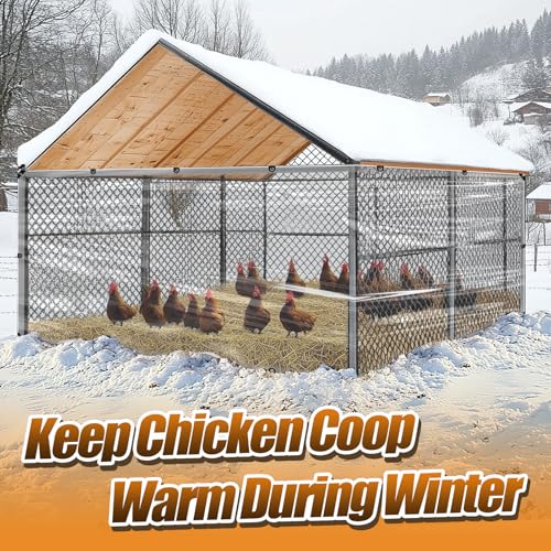 MEWTOGO 3x10ft Chicken Coop Covers Accessories for Winter | Easy to Install & Waterproof Chicken Run Tarp, with Elastic Cords & Rope - size: 3x10ft