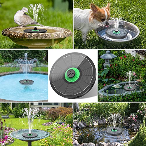 Yzert Solar Fountain Full Glass Panel No Battery, 3.5W Solar Bird Bath Fountains with 4 Fixed Rods & 7 Nozzles, Solar Fountain Pump for Bird Bath, Garden, Pond, Pool, Patio -Black Panel - color: Green Flower Black Panel