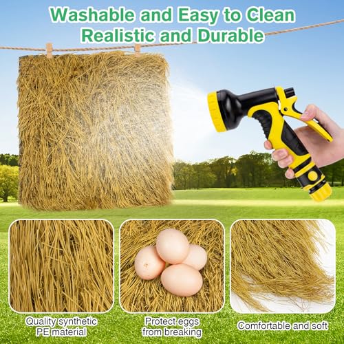 Hamiledyi 8 Pcs Chicken Nesting Pads 12"x12" Artificial Grass Rug Carpet Synthetic Turf Mat Washable Chicken Coop Bedding Laying Garden Lawn Indoor/Outdoor Bedding for Chicken Hen Small Pets(Brown) - size: 8 Pcs Brown