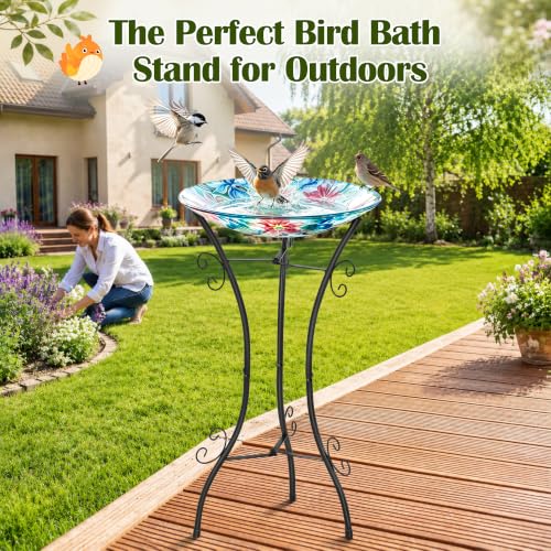 Outdoor Metal Bird Bath Stand, Sturdy Birdbath Bowl Stand, 32 Inch, Fade and Weather Resistant, Outdoor Decoration for Glass BirdBaths, Garden Yards Lawn(Essential) - style: Essential