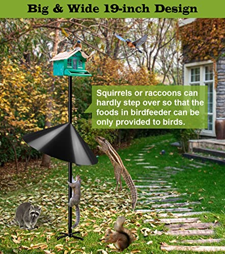 19 Inch Wide Squirrel Baffle for Bird Feeder Pole, Outside Pole Mount Stopper & Bird House Guard for Outdoor Shepherd’s Hook, Black, 1 Pack - color: Black