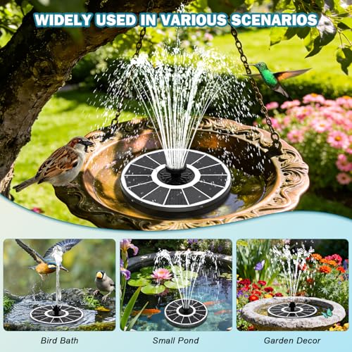SZMP Solar Water Fountain for Bird Bath 3.5W White Glass Panel 2000 Battery - color: White