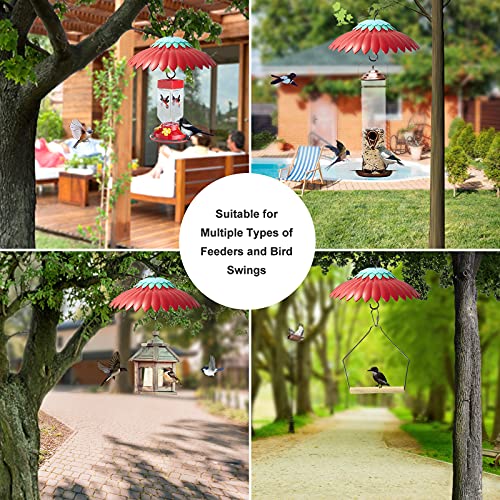Beserie Squirrel Baffle for Hanging Bird Feeder Rain Cover for Outside Weather Guard Protect Feed from Sun Blue Dome Attract Hummingbirds, Moat Proof, Easy to Clean-14inch(Red) - color: Red01 14in