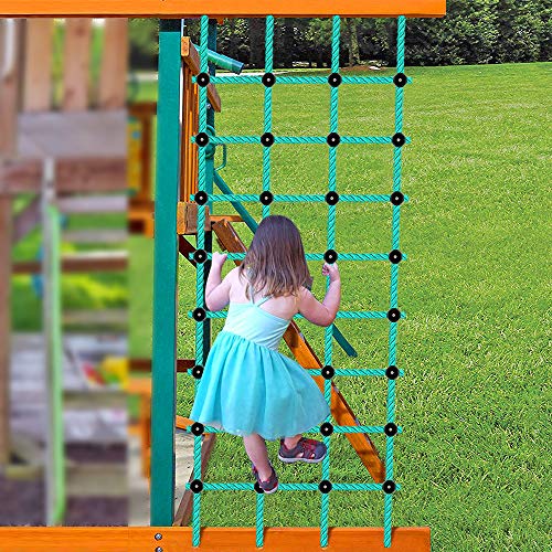 Climbing Cargo Net 30" x 139" Outdoor Climbing Net for Kids No-Knot Nylon Rope Climbing Ladder Net for Playground Treehouse, Swing Set, Backyard Climbing Frame, Playset - Green - color: Green - 30" X 139"