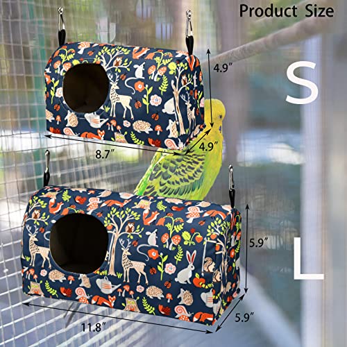 ShuRung Parrot Cockatiel Warm House Bird Nest Bed Winter Hanging Hammock Birds Sleeping Bed Parrot Hideway Bed Polyester Fabric for Parrot Parakeet Cockatiels Budgies Lovebird African Grey (L) - size: L