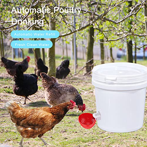 Darcvds Professional Chicken Waterer Cups, 8 Packs Large Chicken Water Feeder, Tee Fittings Poultry Waterer Suitable for Duck, Chicks, Goose, Turkey, Bunny and Bird with Mounting Hole Opener | Tee Fittings Poultry Waterer Feeder Suitable for Duck, Chicks,
