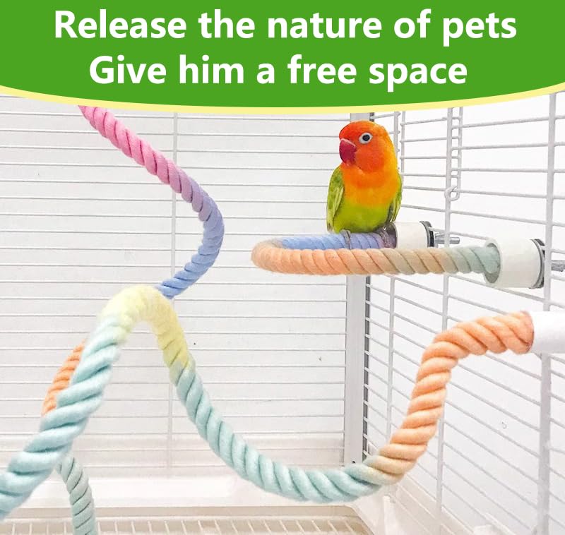 2Pcs Rope Perches for Bird Cages, Rope Perch for Parrots, Cockatiels & Parakeets, Bird Cage Accessories(S) - size: S(2pcs)