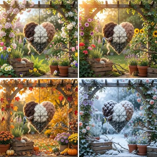 Handmade Alpaca Fiber Bird Nesting Heart, Heart-Shaped Hummingbird nest that can be Filled with Nesting Material, Winter Tree Shelter for Wild Bird, Bird's Nest Material Storage Box