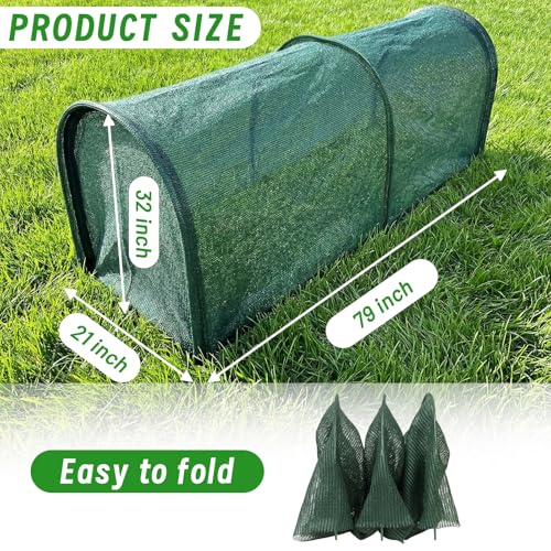 Chicken Runs for Yard,79" & 157" Extra Long Foldable Chicken Tunnels for Outside,All-in-One Kit with Sun Protection Net, Removable Door, Frame & Tools (Green, 79 * 21 * 32 inches) - size: 79*21*32 inches