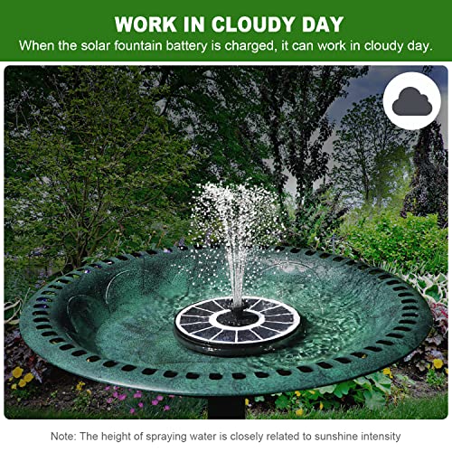 Yzert Solar Fountain with 2000 mAh Battery Backup Works in Cloudy, Glass Solar Powered Bird Bath Fountains with 7 Nozzles, 3.5 W Solar Fountain Pump for Birdbath,Garden, Outdoor, Pond - color: White