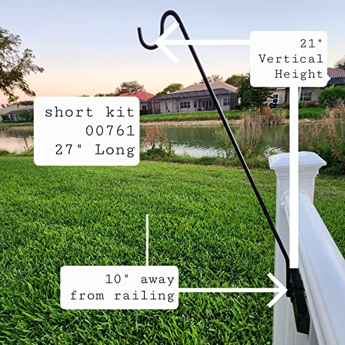 Premium - One Piece Pole - Long Hook Kits Ideal for Bird Feeders, Lighter Flower Baskets, Chimes, etc. for Vertical Spindled Deck Railings Only (27" Upright) Heavy Duty Hanger - size: (1) 27" Upright