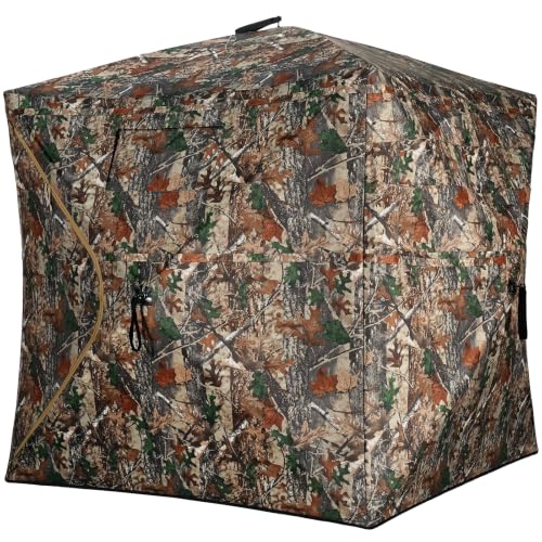 TLC Sport Hunting Blind with Carrying Bag, 270/360 Degree See Through Ground Blind, Pop Up Hunting Tent Portable Concealed Camouflage Tent for 2/3/4 Person - size: 3-4 Person