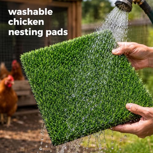 8-Pack Washable Chicken Nesting Pads for Chicken Coop Box, 12" x 12" Artificial Grass Nesting Pads for Chicken