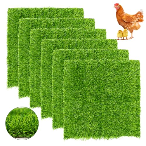 Chicken Nesting Pads Set 12×12"-Washable Artificial Grass Nesting Pads-for Chickens Coopsfor Chicken Coop and Pet Garden Lawn Indoor Outdoor (6 Pack)