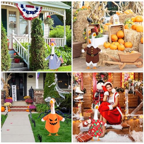 8 Set Boy Style Porch Goose Outfit 23inch, Seasonal Bundle | For Lawn Yard Decor, Seasonal Themes Include Fall Halloween Thanksgiving Christmas Valentines Easter Summer, Dress Hat Set - size: 23Inch, style: Boy Style