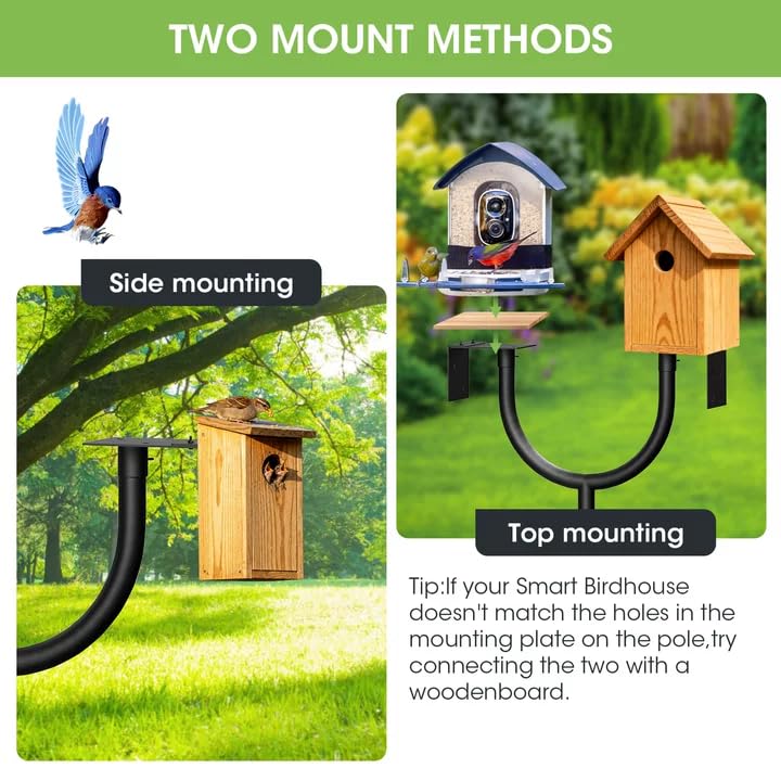 Bird Feeder Pole Squirrel Proof,Adjustable 47"-108" Heavy Duty Bird House Pole,Upgraded U-Shape Platform,4 Shepherd Hooks for Feeder Stand,Includes Birdbath,Tray for Outdoor Garden & Yard - style: With Squirrel Proof & Tray