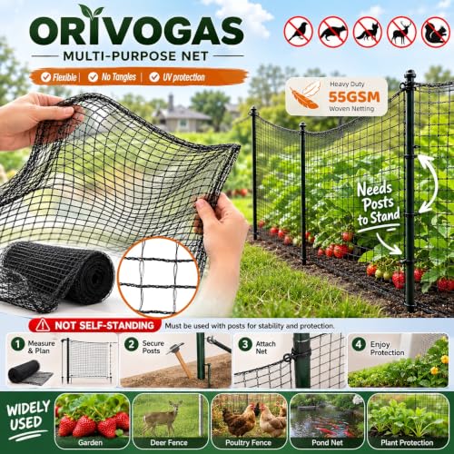 Plastic Mesh Fence Deer Fencing 4x75ft,Reinforced Edges,55gsm Heavy Duty Temporary Fence,Ideal for Garden Netting,Animal Barrier,Safety Netting, Fruit Plant Protection, Black - size: 4ft*75ft