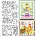 GLOBLELAND Cartoon Chicken Clear Stamps and Metal Die Cuts Spring Easter Hen Transparent Stamp Cute Animals Cutting Dies for Card Making Embossing Scrapbooking - style: Cartoon Chicken