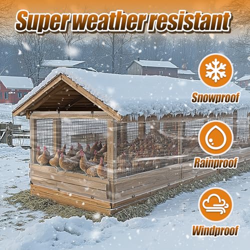 MEWTOGO 3x10ft Chicken Coop Covers Accessories for Winter | Easy to Install & Waterproof Chicken Run Tarp, with Elastic Cords & Rope - size: 3x10ft