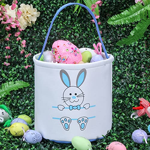XinblueCo Baseball Basket Easter Baskets for Canvas Easter Egg Hunt Baskets - color: Blue Bunny