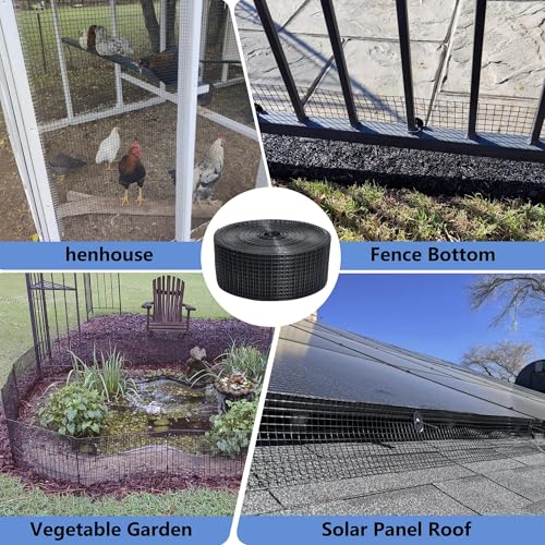 4in X 100ft Critter Guard for Solar Panels, 1/2inch PVC Coated Solar Panel Guard, Wire Mesh Roll Kit for Solar Panels, Black Pigeon Barrier Netting (Only Solar Panel Mesh, No Clips) - size: 1/2inch x 4in X 100ft