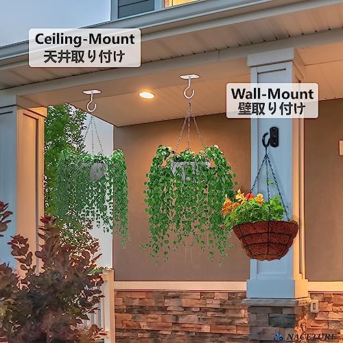 Ceiling Hooks for Hanging Plants 2 Pack - Square Wall Mount Plant Hanger Indoor Hanging Hooks Metal Plant Bracket Iron Lanterns Hangers for Wind Chimes, Planters (Square Black 2 Pack) | Square-style ceiling hooks for hanging plants, baskets, bird feeders,