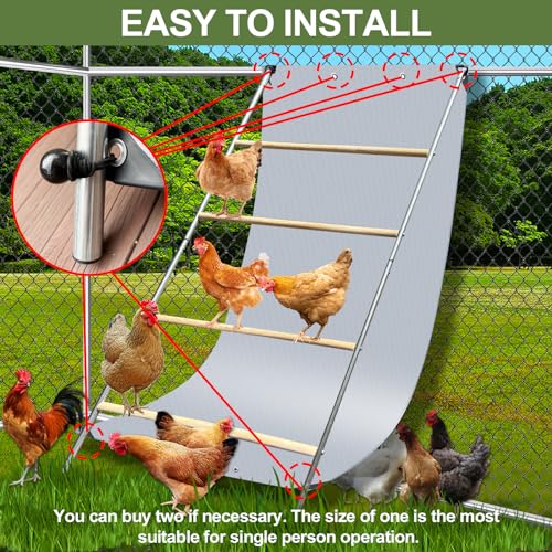 Chicken Coop Poop Hammock Waterproof and UV, 6.5 * 4 FT Poop Deck | with 8pcs Ball Bungees Cords, Chicken Roosting Perch to Catch the Chicken Poop for Poultry（Not Include Perch)