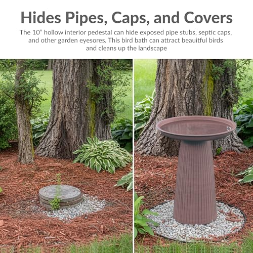 Sunnydaze Modern Bird Bath for Outside, Iron, 23” H, Canyon Clay Glaze | UV & Rust-Resistant Matte Finish, Durable Iron,1 Gal Water Cap, Outdoor Birdbath for Garden, Pedestal Bird Bath with Bowl - color: Canyon Clay Glaze