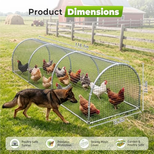 Chicken Run Tunnel Metal Chicken Pen Outdoor Poultry Cage | Galvanized metal chicken enclosure, portable chicken run extension, outdoor rabbit enclosure for poultry small animals