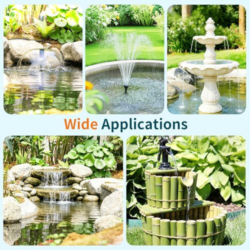 Antfraer 120W Solar Pond Pump, Solar Water Pump with 1600GPH Adjustable Flow & Dry-Run Protection, Solar Water Fountain Pump & Dual Solar Panels for Outdoor Pond Garden Waterfall Water Features - size: 120W