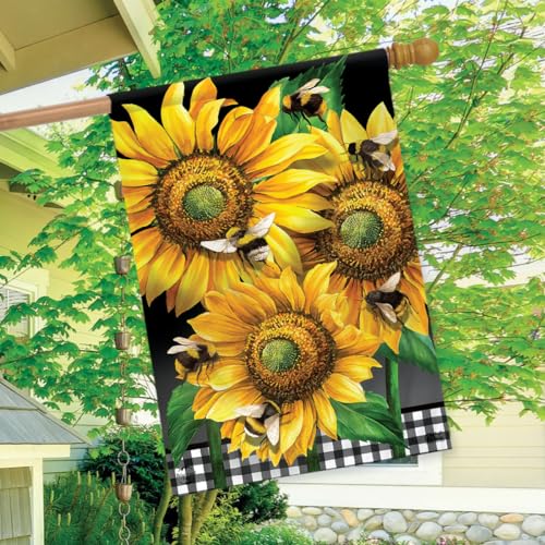 Buzzing Sunflowers Spring House Flag 40" x 28" Briarwood Lane - color: Buzzing Sunflowers