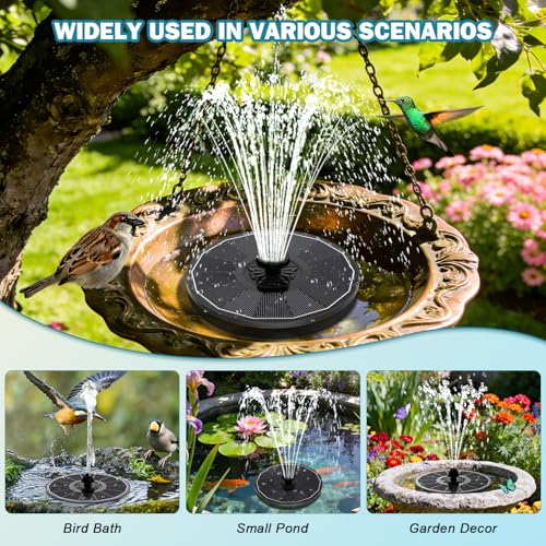 SZMP Solar Fountain for Bird Bath Spray on Cloudy 3.5W Glass Black Battery - color: Black