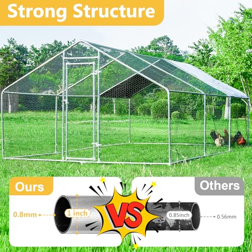 Large Chicken Coop Chicken Runs for Yard with Cover Outdoor Metal Pet Pens Poultry Cage Duck Rabbit House Backyard Use - size: 19.2'Lx9.84'Wx6.6'H
