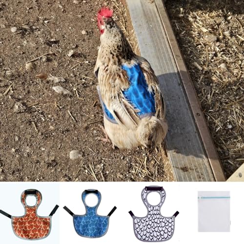 Waterproof Chicken Saddles for Hens with Laundry Bag, Juvaeny Adjustable Hen Apron Back Protector, 3 Pack Poultry Feather Protection Saddle Vest for Chickens & Ducks, Chicken Clothes & Accessories