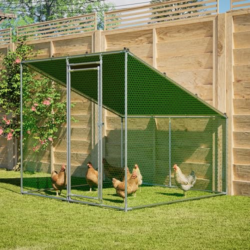Metal Chicken Coop 7x6.6x6ft Walk-in Poultry Cage for 5-10 Chickens Chicken Run Hen Rabbit Duck House with Waterproof Cover for Outdoor Farm Use - size: 84.0"L x 79.2"W x 72.0"H