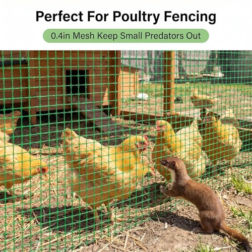 6.6x100ft Plastic Mesh Fencing,0.4in Mesh Deer Fence | Green Garden Fence with Reinforced Double Black Edges,Heavy Duty Animal Barrier for Yard and Plant Protection - size: 6.6ft x 100ft
