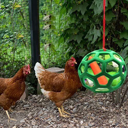Tirifer 2 PCS Chicken Treat Ball Toy, Chicken Treat Dispenser Feeder Ball Vegetable Hanging Feeder Toy for Hens Chicken Coop Goose Duck Large Birds