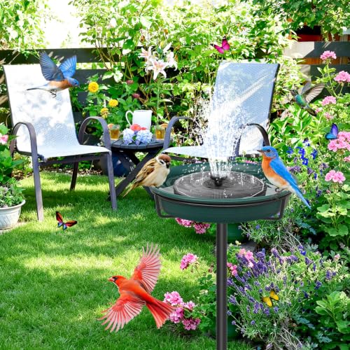 39In Freestanding Birdbaths Bowl Outdoor, Standing Garden Bird Bath Bird Feeder Bowl with Metal Stake, Detachable Decoration Spa Birdfeeder for Garden Patio Yard Lawn, 4 Spiky Feet (D) - color: Green