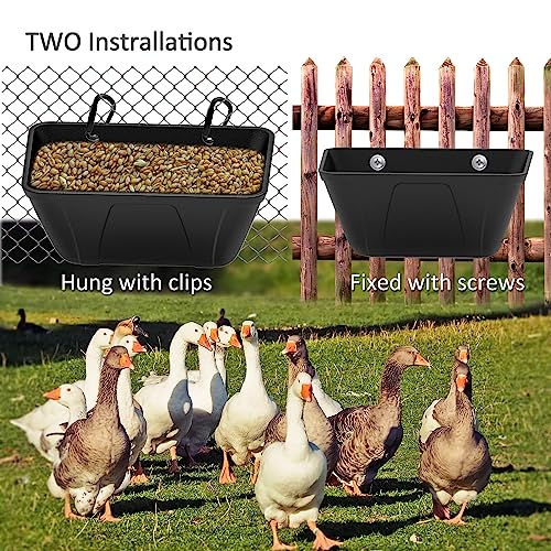 Fence Hanging Chicken Feeder for Duck, Piglets, Goat Feeder Poultry Feeding Container for Livestock Feed Trough Water Bucket(4)