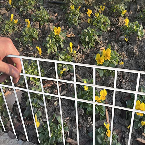 32x10-inch No Dig Animal Barrier Fence, 10 Pack White Dig Protective Fence with 1.5 inch Spike spacing, Dog/Rabbit/Groundhog Underground Defence, for Outdoor Garden Patio - size: 32x10-10P- white