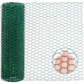 15.7” x 157” Chicken Wire for Floral Arrangements, 0.6” Hexagonal PVC Coated Galvanized Chicken Wire Mesh, Green Lightweight Fencing Wire for Garden