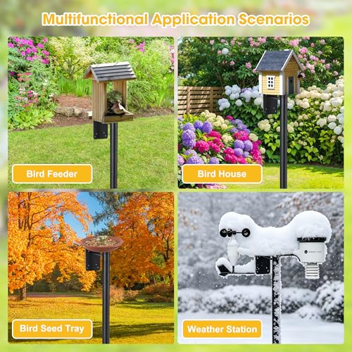 Bird House Pole for Outdoor, 72 Inch Heavy Duty Bird Feeder Pole with 5-Pronged Base, Stand for Backyard Garden Bird Watching,Matte Black,1 Pack (Without Bird House) - size: 72"